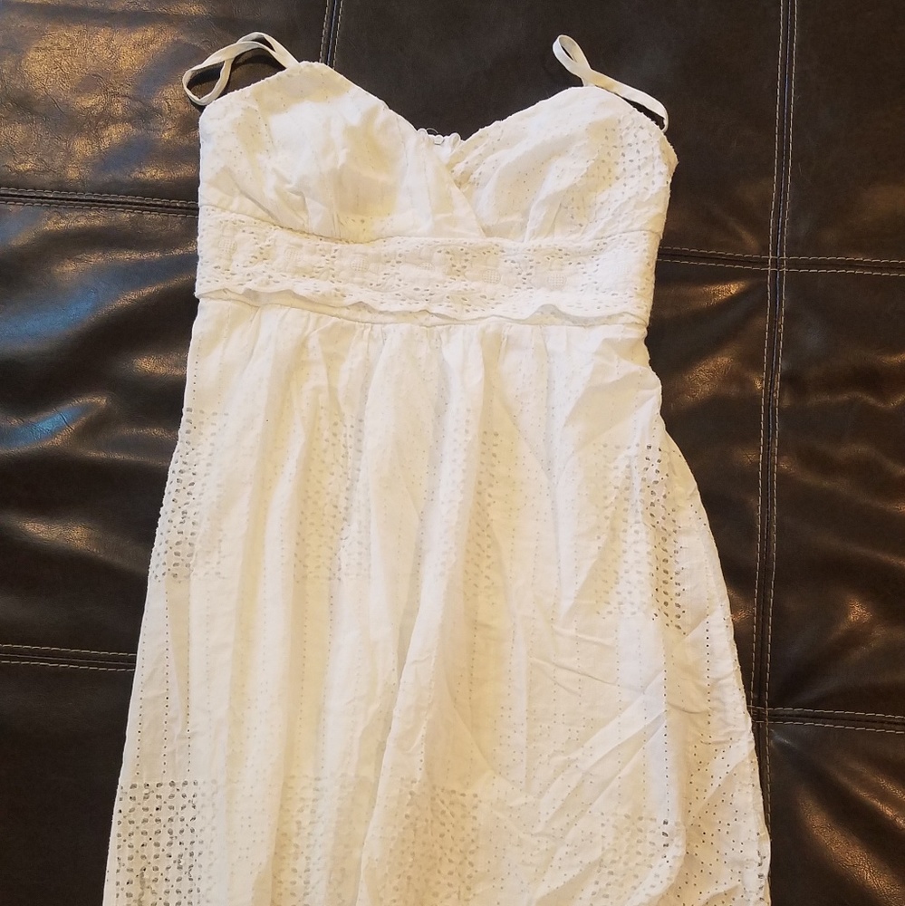 White eyelet detail dress